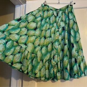 Vintage French Cotton Midi  Pear Skirt with button front
